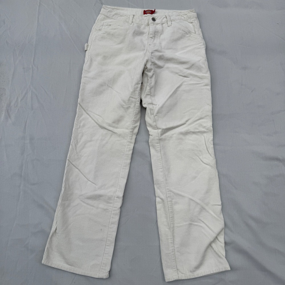 Dickies Carpenter Pants 5/27 Cream Corduroy Y2K Skater Utility Straight Leg